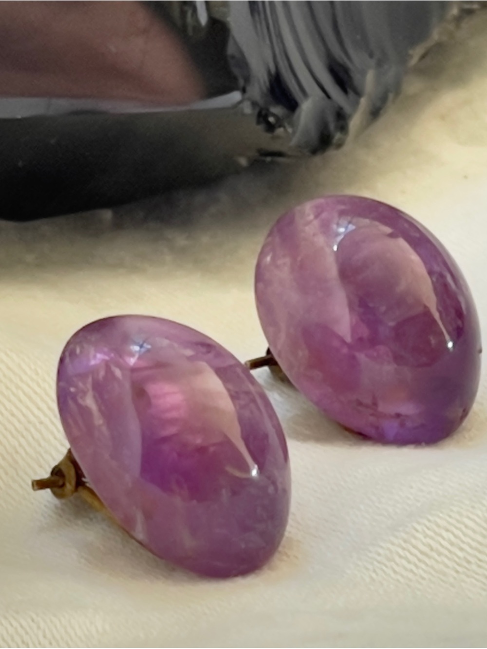 VTG Judith McCann Amethyst Wingback Clip On Earrings